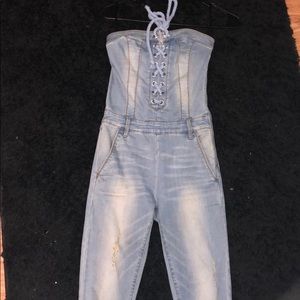Bebe denim jumpsuit